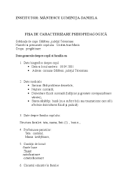 (fisa de caracterizare a copilului). Doc Institutor MÄntescu LuminiÅ£a Daniela Fisa De Caracterizare PsihopedagogicÄ Danaila Dana Academia Edu