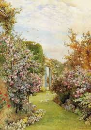 Alfred Parsons Garden With China Roses Rose Art Garden Painting Rose Images