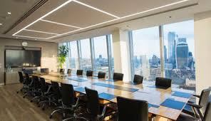 Maybe you would like to learn more about one of these? Long Modern Conference Room Table Overlooking City Stockphoto