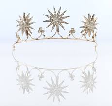 A Diamond Tiara With Three Star Motifs Each With Twelve Radial Arms Plus Four Smaller Fleur De Lys Spacers Diamond Tiara Wedding Tiara Royal Jewels