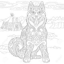 Some of them are realistic, others are made in the zentangle style. Alaskan Malamute Or Siberian Husky Eskimo Dog Coloring Page Adult Coloring Book Idea Anti Stress Freehand Sketch Drawing With Doodle Elements Vector Illustration Royalty Free Cliparts Vectors And Stock Illustration Image 99781932