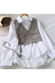 Rompi alia petite kualitas export made in indonesia bagian depan 2 lapis, bisa untuk menghalau angin. 2019 Baru Fashion Wanita Baju Dua Potong Rompi Wanita Atasan Dan Blus Blus Dan Kemeja Aliexpress