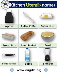 Peeler is a tool used in kitchen to peel off skin of fruits and vegetables. Kitchen Utensils Names List All Utensils Tools And Appliances With Pictures Engdic