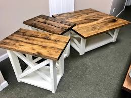 Rustic Living Room Set Large Farmhouse Coffee Table With Set Etsy Coffee Table Farmhouse Living Room Table Sets Coffee Table