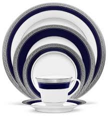 Dinnerware set, service for 4, created for macy's $612.00 sale $199.99 Noritake Crestwood Platinum 5 Piece Place Setting Cobalt Traditional Dinnerware Sets By Unique Gifts Houzz