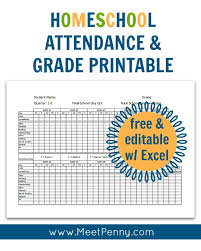 homeschool attendance and grades printable meet penny