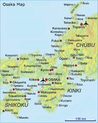 All cities of japan on the maps. Osaka Map Japan