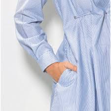 Robe Chemise Rayee Cordon De Serrage Manches Longues Grandes Tailles Femme Imprime 3 Suisses