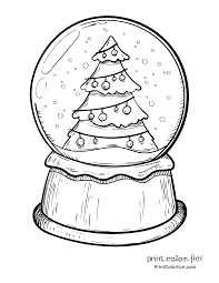 Print out this set of 8 snow globe colouring and activity pages. Cute Snow Globe Coloring Page Novocom Top