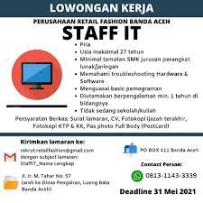 Update berita lowongan kerja terbaru. Lowongan Kerja Lhokseumawe Terbaru April 2021 Karir Aceh