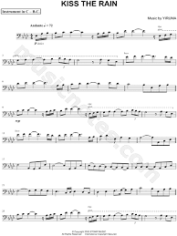 Yiruma Kiss The Rain Bass Clef Instrument Sheet Music Cello Trombone Bassoon Baritone Horn Or Double Bass In Ab Major Download Print Sku Mn0116699