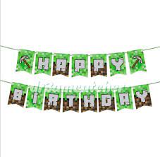 Descarga los banderines de happy birthday. Minecraft Happy Birthday Banner Hobbies Toys Books Magazines Children S Books On Carousell
