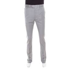 Louis Vuitton Grey Wool Classic Slim Fit Trousers L