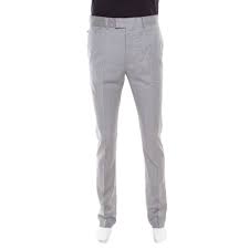 louis vuitton grey wool classic slim fit trousers l