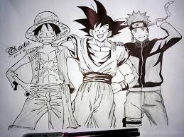 Yeah, i think goku would come out on top. Luffy Goku Naruto By Mrchaotictemptation Luffy Goku Naruto