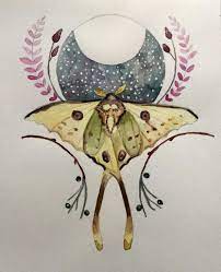 Luna Moth Watercolor Print Spiritual Magical Symbolic Etsy Moth Watercolor Moth Art Watercolor Moth
