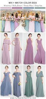 Wisteria Belle Flower Dusty Blue Deep Sea Mismatched Bridesmaid Dresses Color Idea For Wedd Wedding Color Trends Bridesmaid Dress Colors Popular Wedding Colors