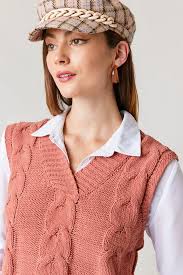 Francesca's Gretta Cable Sweater Vest