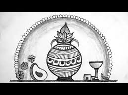 Ugadi Festival Drawing How To Draw Ugadi Special Drawing Pencil Sketching Youtube Flower Drawing Art Drawings
