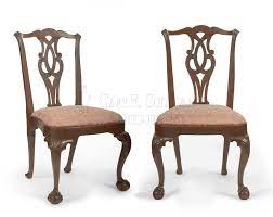 It is mainly characterized by the style of the legs and feet and is frequently made of a dark colored wood. Pair Of Early Chippendale Dining Chairs Boston Mass Clocks 11027 Gary Sullivan Antiques Antique Clock Dealer Antique Furniture Expert