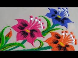 Very Easy Beautiful And Colourful Flowers Rangoli Design By Jyoti Raut Rangoli Youtube Rangoli Designs Rangoli Colours Colorful Flowers