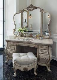 Sold as a single item. 7 Drawers Champagne Finish Vanity Set With Desk Mirror Bench Ma 09000van4 201 V Antique Bedroom Furniture Bedroom Furniture For Sale Bedroom Vanity