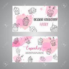 Make a lasting impression with quality cards that wow.dimensions: Cupcake Cards With Handdrawn Cupcakes And Pink Splashes Pastry Bakery Business Card Vector Royalty Free Cliparts Vectors And Stock Illustration Image 100531004