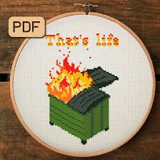 That S Life Dumpster Fire Cross Stitch Pattern Pdf Funny Etsy Cross Stitch Patterns Subversive Cross Stitch Patterns Cross Stitch