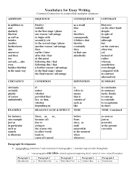 Discourse markers (dms) in the essays of high grade and low. Vocabulary For Essay Writing