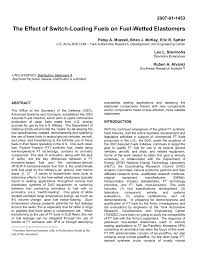 The Effect Of Switch Loading Fuels On Fuel Wetted Elastomers