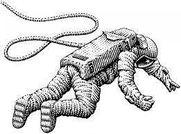 Black And White Scratchboard Illustration Of An Astronaut Floating In Outer Space Astronaut Drawing Astronaut Illustration Scratchboard Illustration