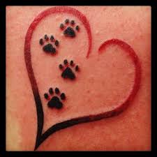 Pet paw print with heart symbols. Possible Next Tattoo Pawprint Tattoo Dog Tattoos Memorial Tattoos