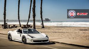The 458 replaced the f430 , and was first officially unveiled at the 2009 frankfurt motor show. Stunning White Ferrari 458 Spider With Satin Black Hre Wheels Gtspirit