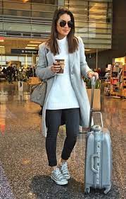 Airport Style Grey Fashion Travel Outfit Casual Travel Outfit Comfy Travel Outfit