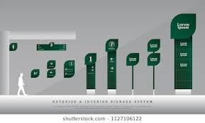 Exterior And Interior Signage Directional Pole And Traffic Signage System Design Template Set Empty Space For Logo Signage System Traffic Signage Signage