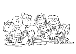 Charlie brown thanksgiving black and white. Charlie Brown And Friends Coloring Pages For Kids Printable Free Coloring Book Snoopy Coloring Pages Cartoon Coloring Pages Valentine Coloring Pages