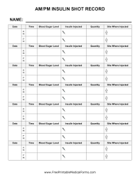 printable am pm insulin shot record