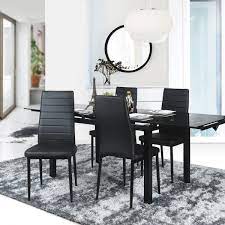 Depending on the total space you have available, choose a set, or multiple sets of chairs to take full advantage of your dining space. Furniturer Black High Back Dining Chair Set Of 4 Lowe S Canada