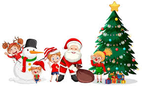 Free Vector | Santa Claus and children celebrating Christmas