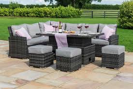 This grey rattan dining set can make your garden parties and social occasions extra special. Maze Rattan Kingston Corner Dining Set With Dual Position Table Grey The Clearance Zone