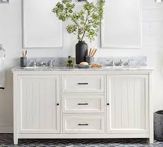 Holdame double sink bathroom vanity with carrera marble by christopher knight home. Beadboard 64 Double Sink Vanity Pottery Barn
