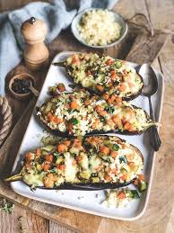 Aubergines Farcies Brunoise De Legumes Et Bulgur Brunoise De Legumes Aubergines Farcies Aubergine Farcie Vegetarienne