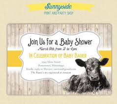 On The Farm Cute Calf Baby Cow Invite Baby Shower Birthday Invitation Printable Digital File Cow Baby Shower Invitations Cow Baby Showers Farm Baby Shower