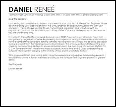 Software Test Engineer Cover Letter Sample Cover Letter Templates Examples