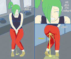 Green Hair Girl - Omorashi Artwork - Omorashi