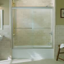 Your article only shows glass doors on shower installations. Kohler Fluence 59 5 8 In X 58 5 16 In Semi Frameless Sliding Bathdoor In Matte Nickel With Handle K 702200 L Mx The Home Depot