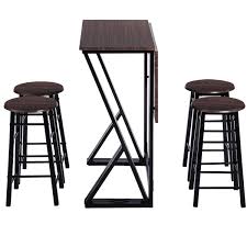 Counter height drop leaf table sets. Counter Height Bar Table With 4 Round Bar Stools For Kitchen Dining Room Coffee Breakfast Harper Bright Designs 5 Pieces Drop Leaf Dining Table Set Dark Coffee Table Chair Sets