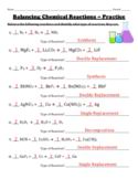 Remember you cannot add subscripts of place coefficients in the middle of a substitution reaction is whereby one atom or organic molecule of a. Balancing Chemical Equations Worksheet With Answers Tpt