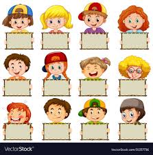 Vector design template for poster, postcard, banner. Blank Sign Template With Happy Children On White Background Illustration Download A Free Preview Or High Quality Adobe Il Sign Templates Blank Sign Happy Kids