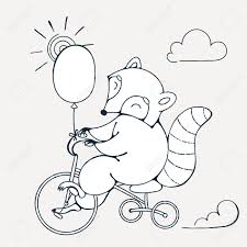 Each printable highlights a word that starts. Illustration With A Cheerful Racoon On A Bike With Balloon Vector Coloring Page Royalty Free Cliparts Vectors And Stock Illustration Image 68322990